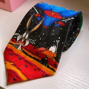 Vintage 90s Looney Tunes Tie – Marvin the Martian, Bugs Bunny, Daffy Duck